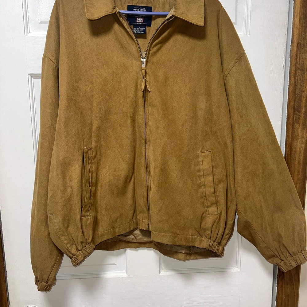 Faded glory xl Tan Suede Zip Bomber Jacket